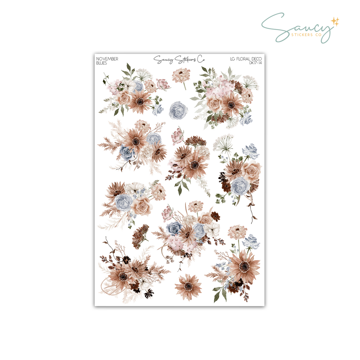 November Blues • Large Floral Deco