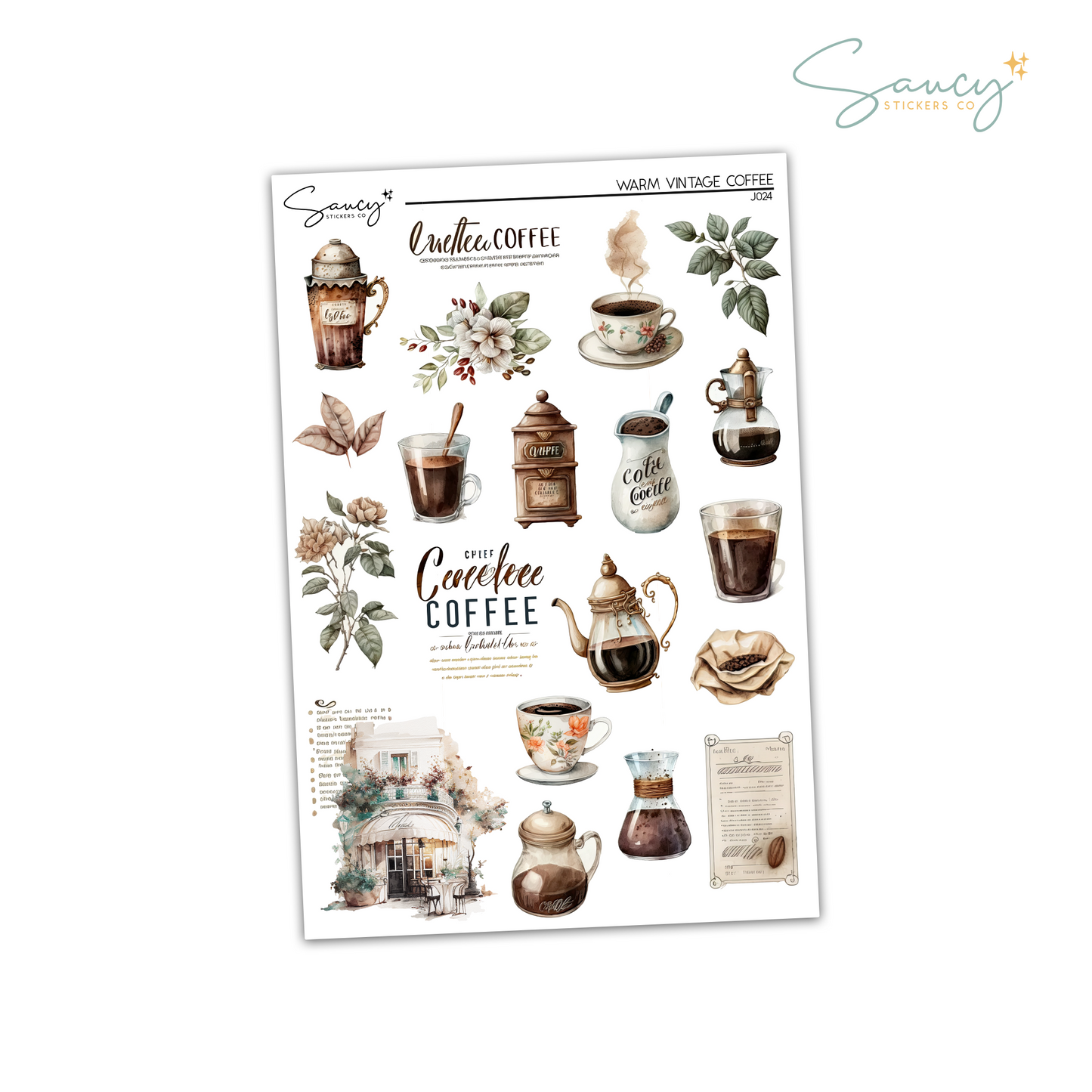 Warm Vintage Coffee | Journaling Stickers