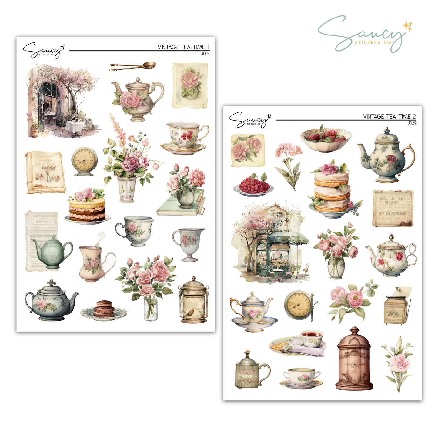 Vintage Tea Time | Journaling Stickers