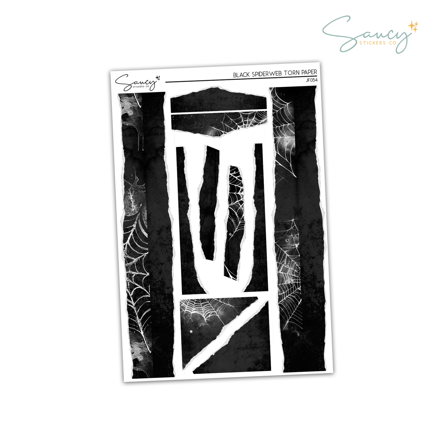 Black Spiderweb Torn Paper | Journaling Stickers