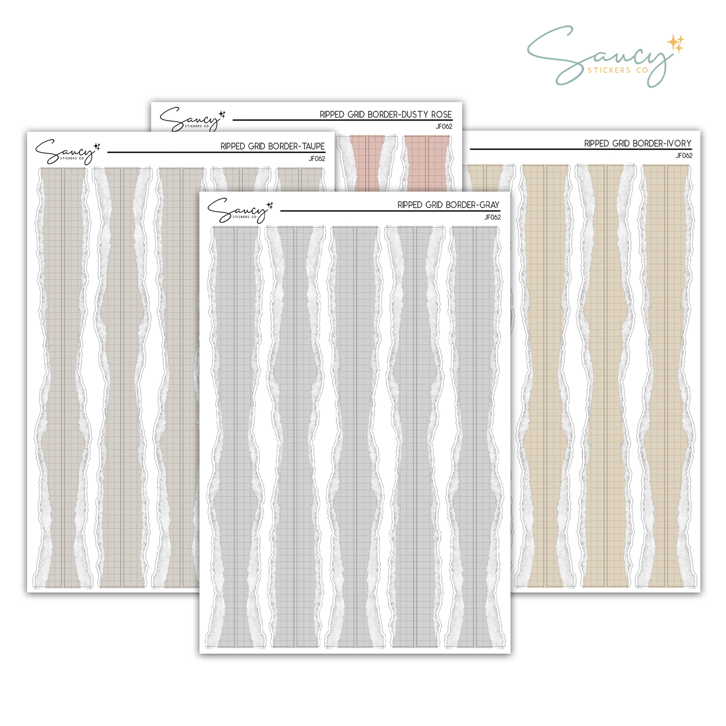 Ripped Grid Border | Journaling Stickers