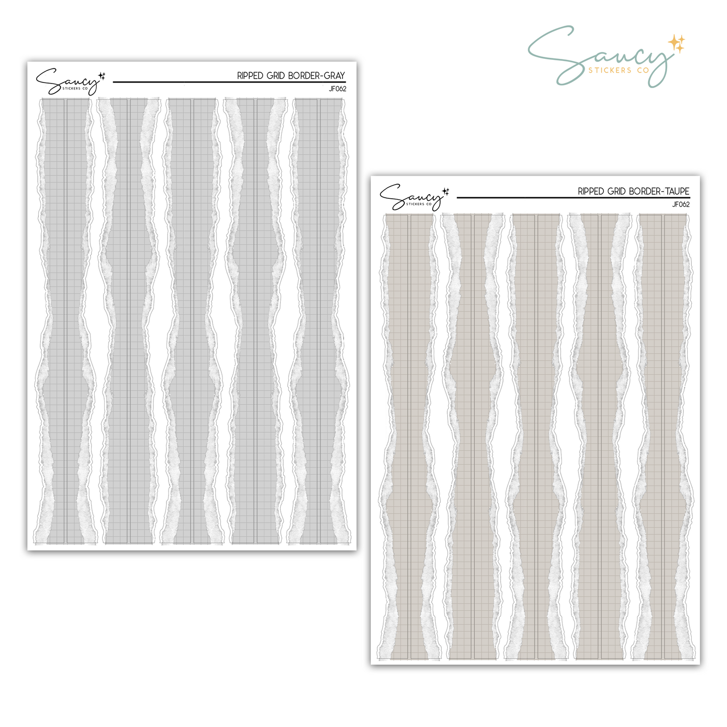 Ripped Grid Border | Journaling Stickers