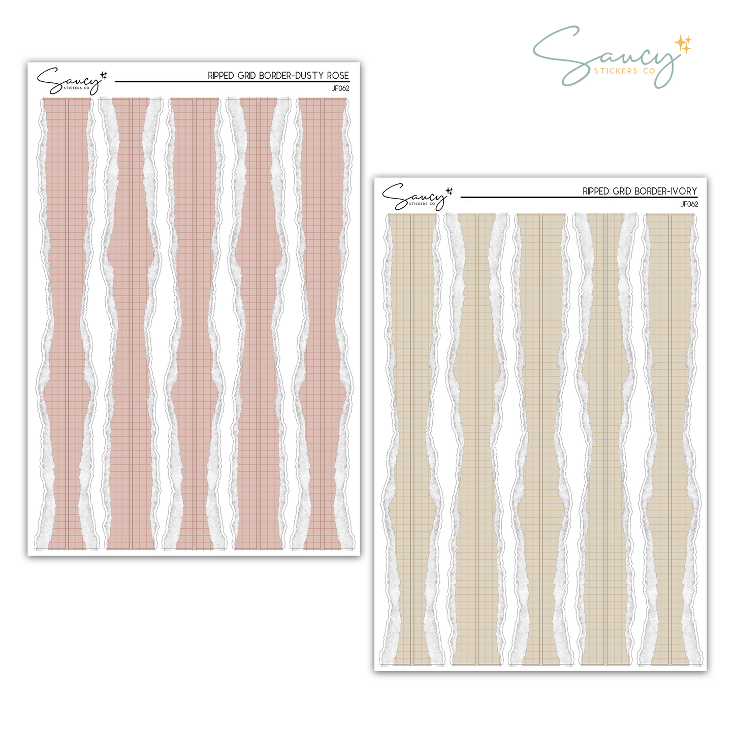 Ripped Grid Border | Journaling Stickers