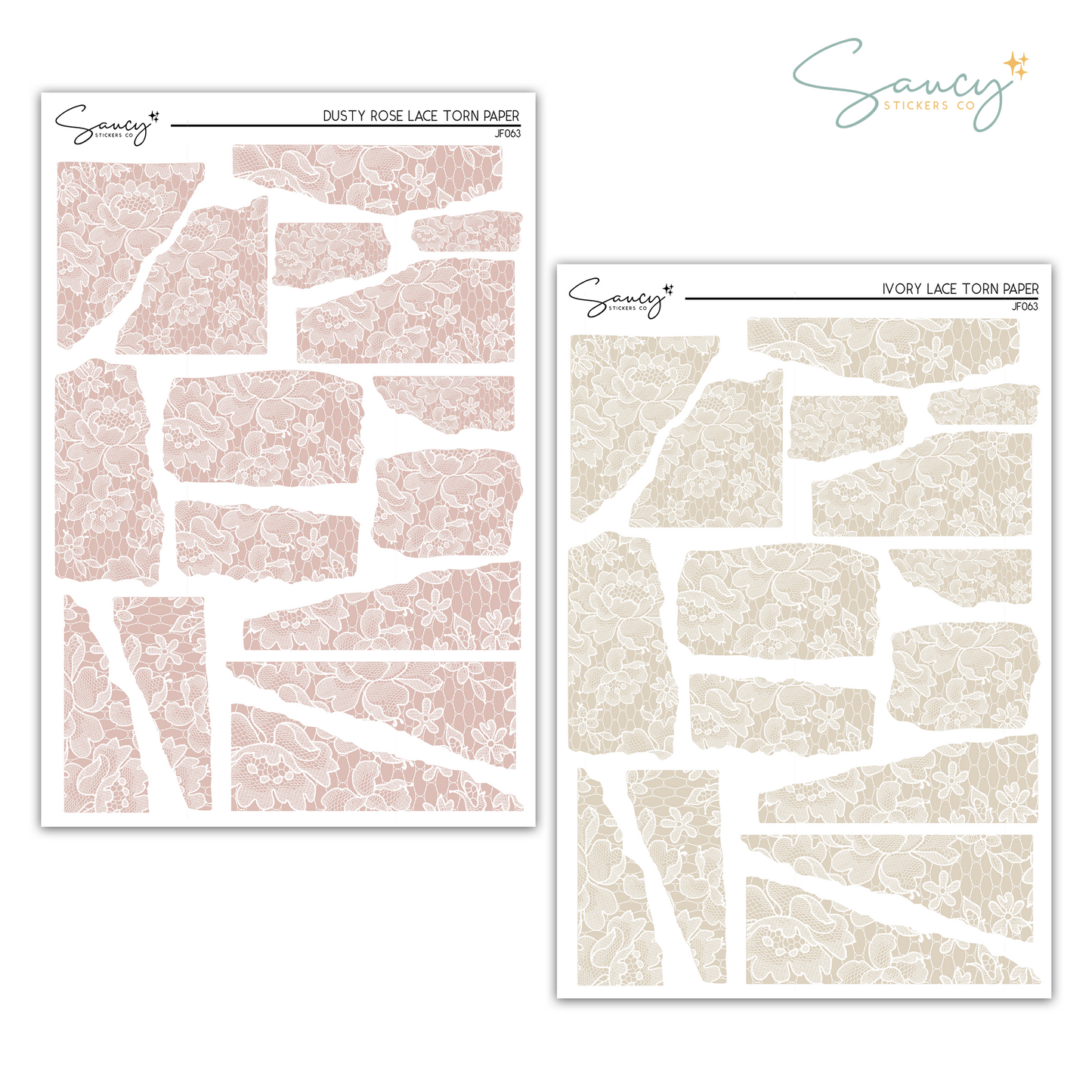 Lace Torn Paper Neutrals | Journaling Stickers