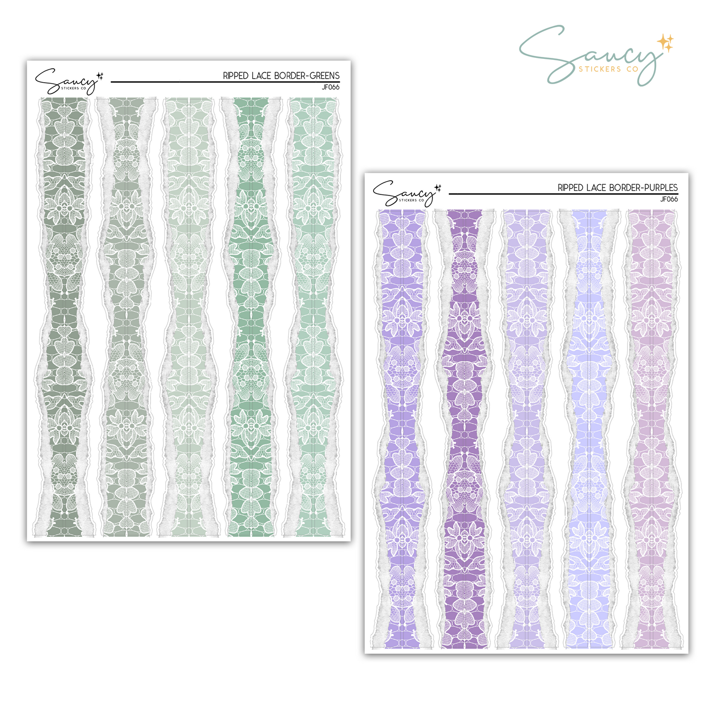 Ripped Lace Border Samplers | Journaling Stickers