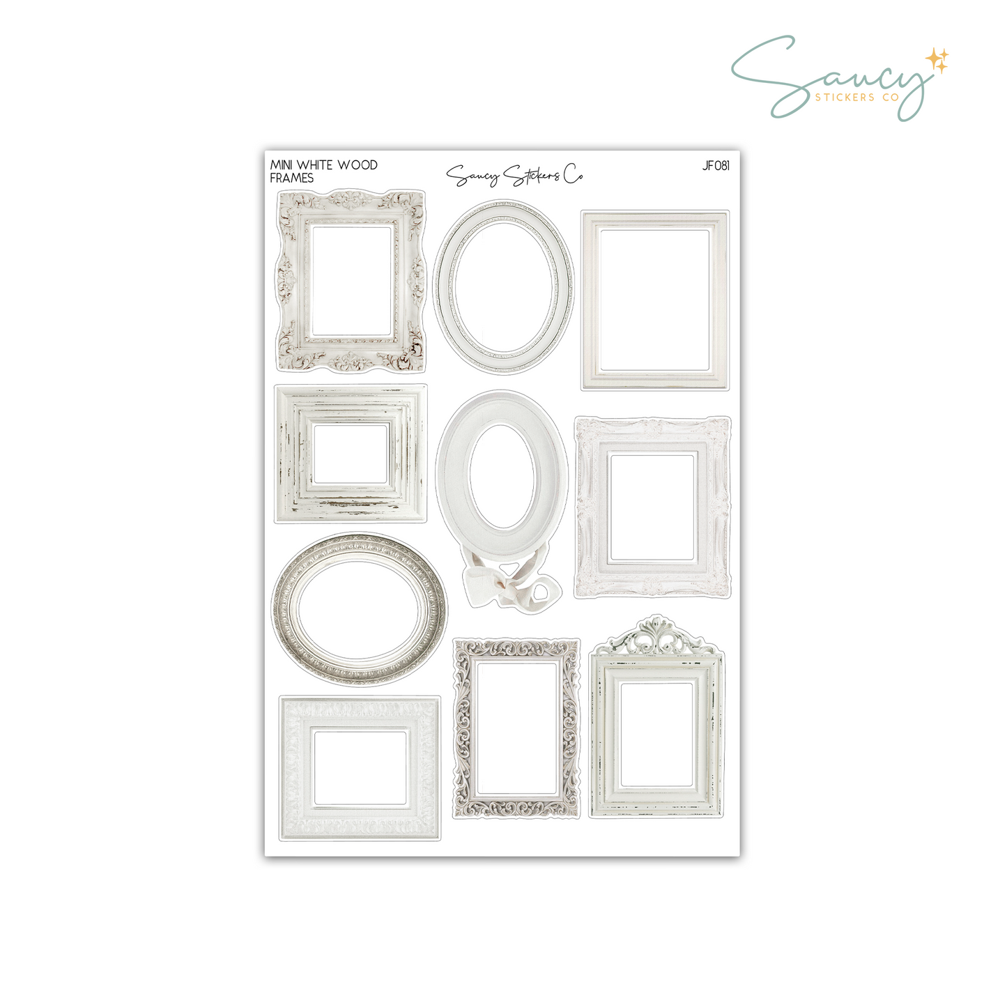 Mini White Wood Frames • Journaling Stickers