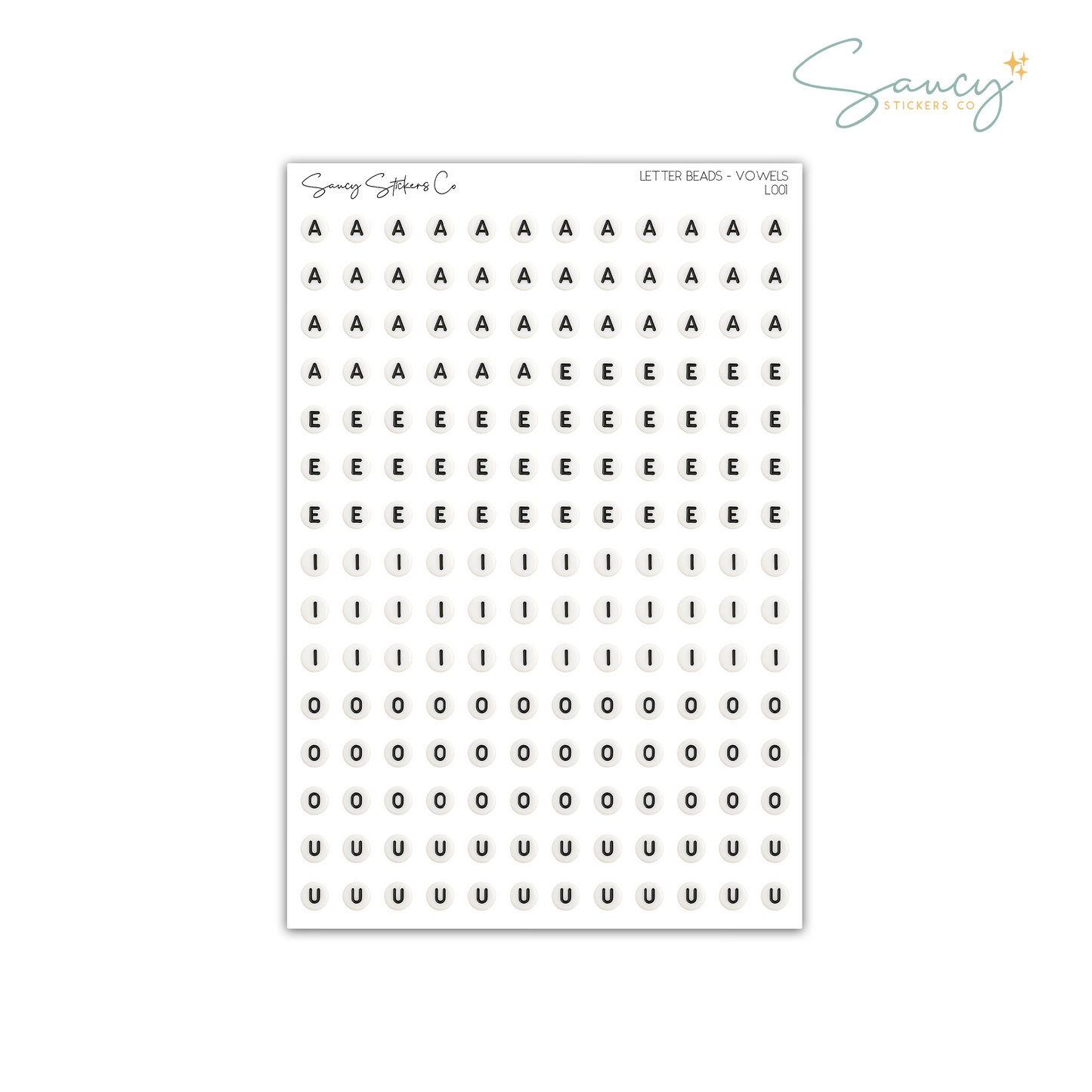 Letter Beads Vowels • Journaling Stickers