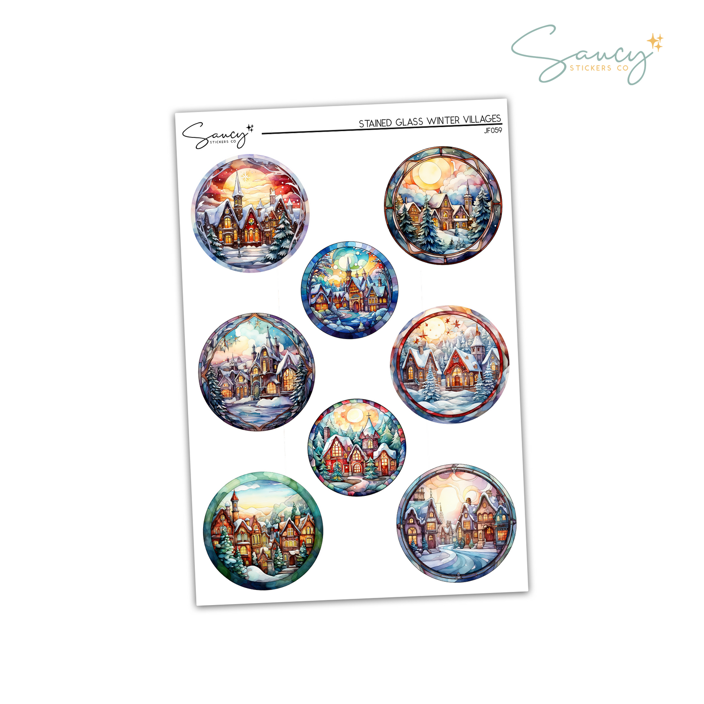Stained Glass Winter Villages | Journaling Stickers