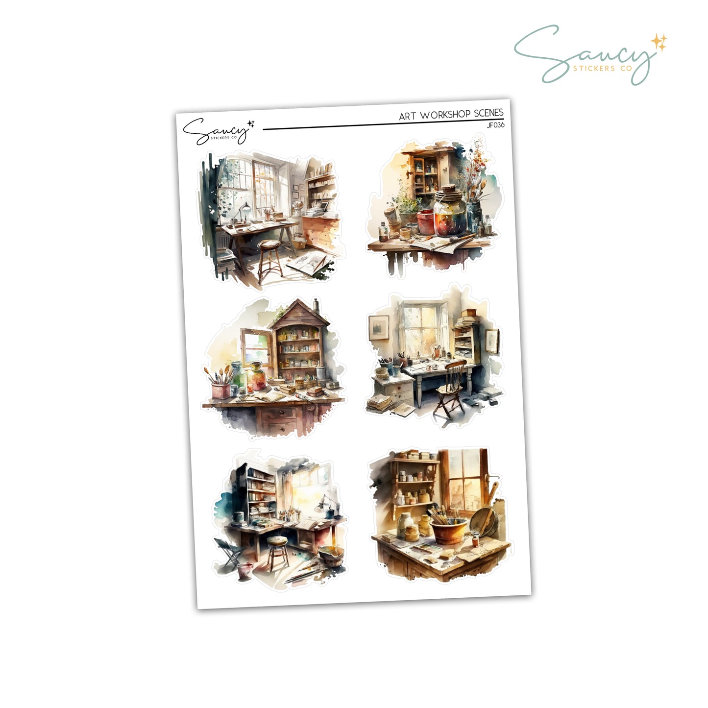 Art Workshop Scenes | Journaling Stickers