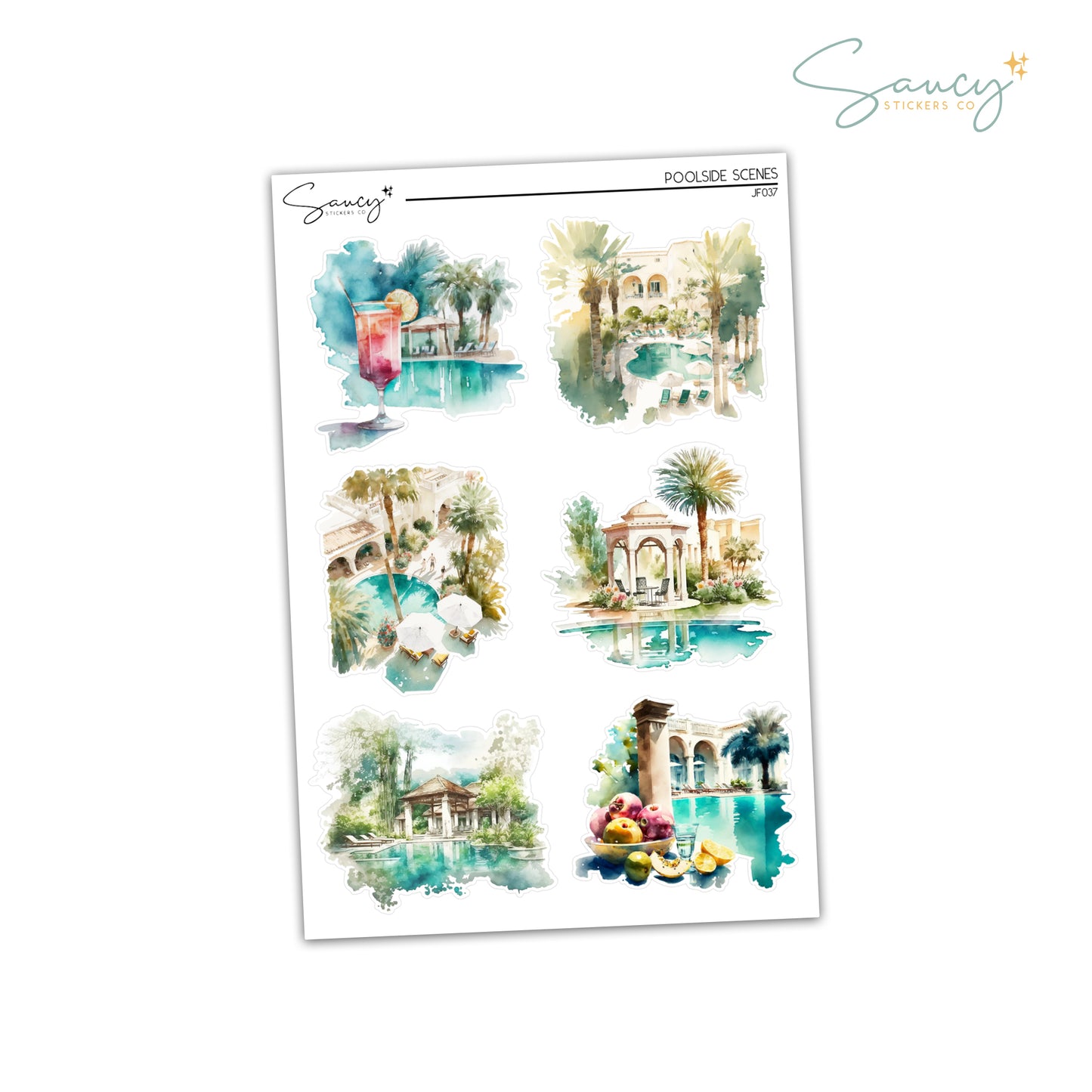 Poolside Scenes | Journaling Stickers