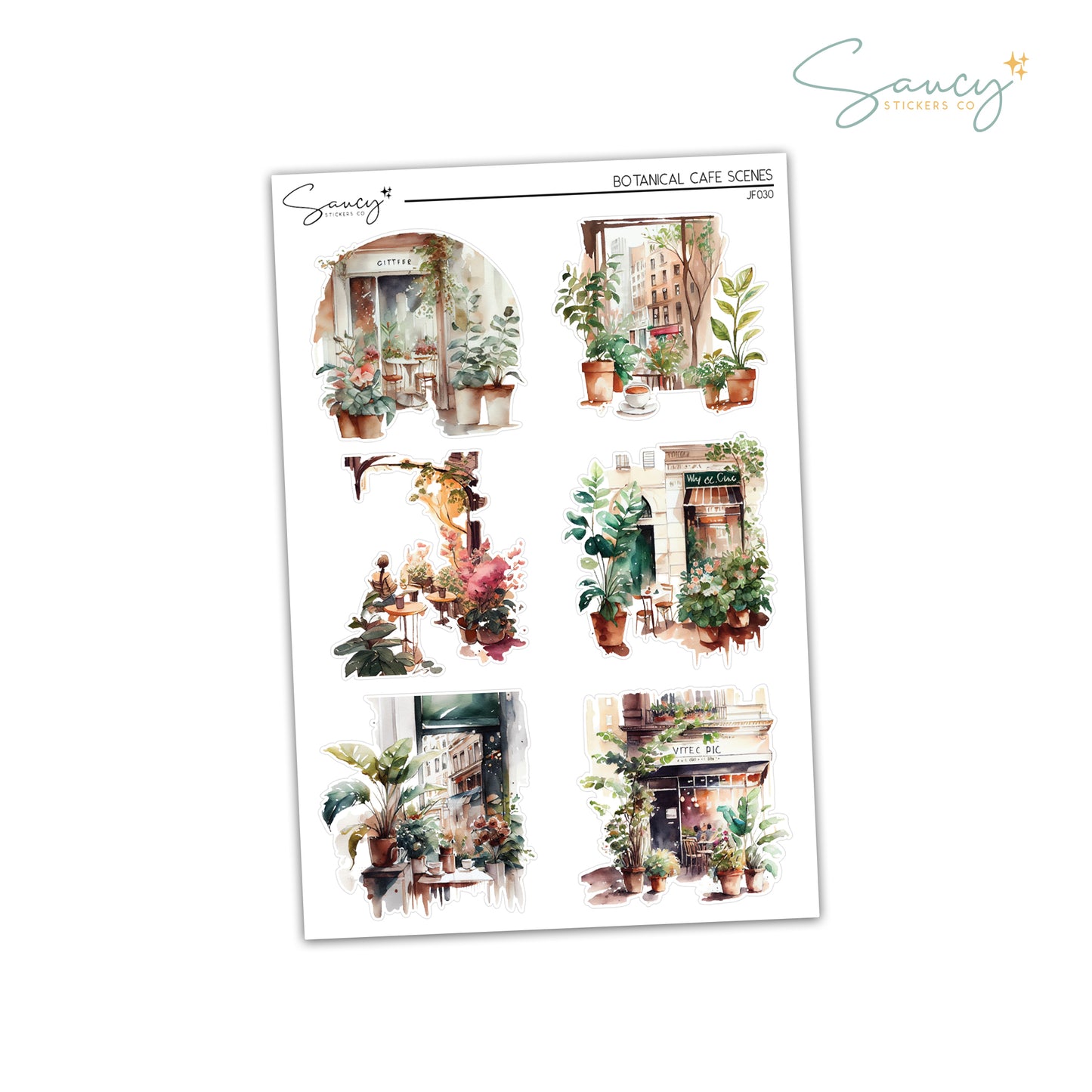 Botanical Café Scenes | Journaling Stickers