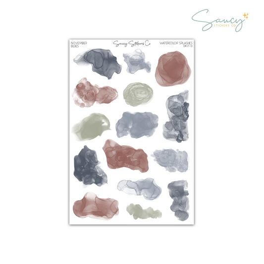 November Blues • Watercolor Splashes