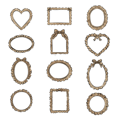 Kraft Frilly Frames • Sticker Die Cuts