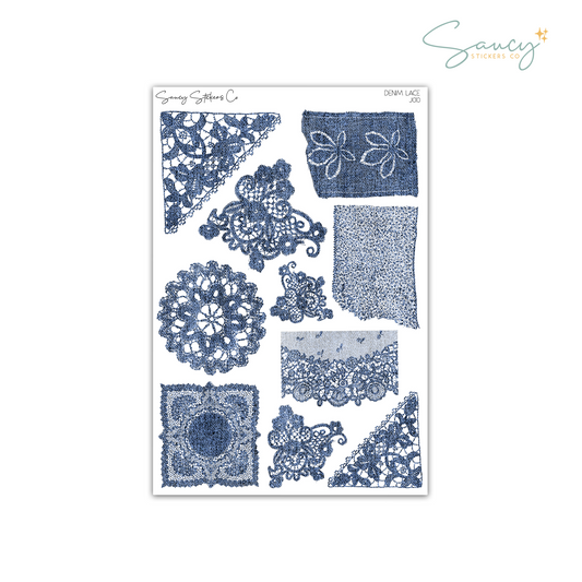 Denim Lace • Journaling Stickers