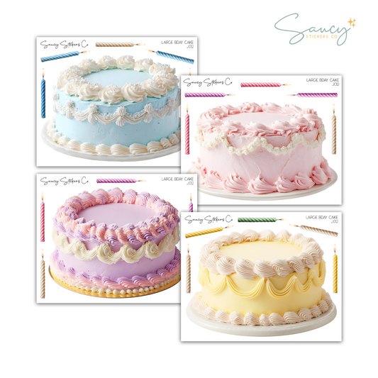 Large Birthday Cakes • Journaling Stickers