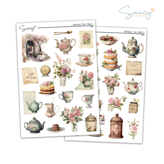 Vintage Tea Time | Journaling Stickers