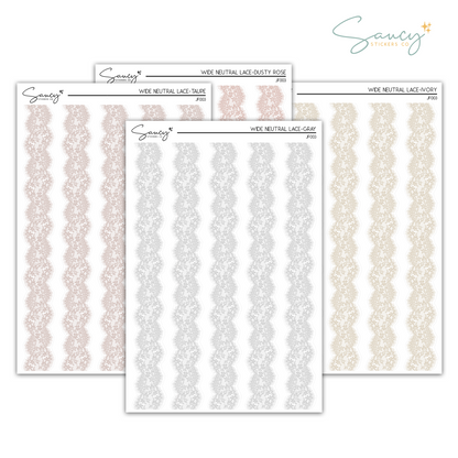 Wide Neutral Lace | Journaling Stickers