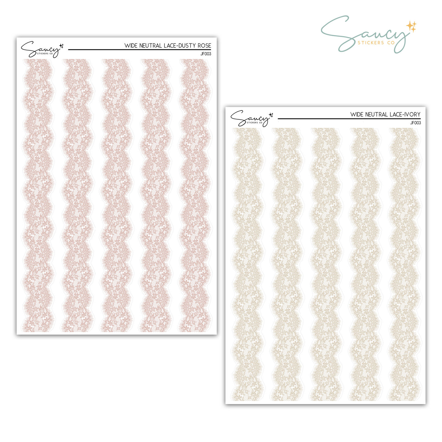Wide Neutral Lace | Journaling Stickers