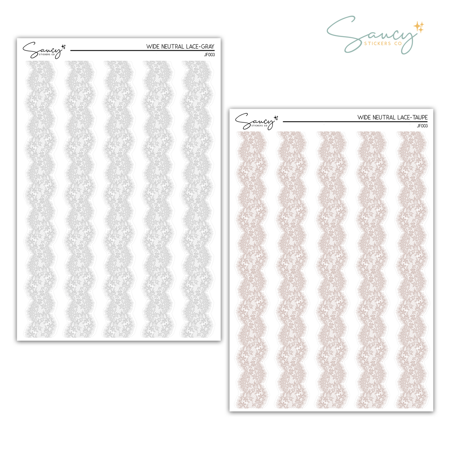 Wide Neutral Lace | Journaling Stickers