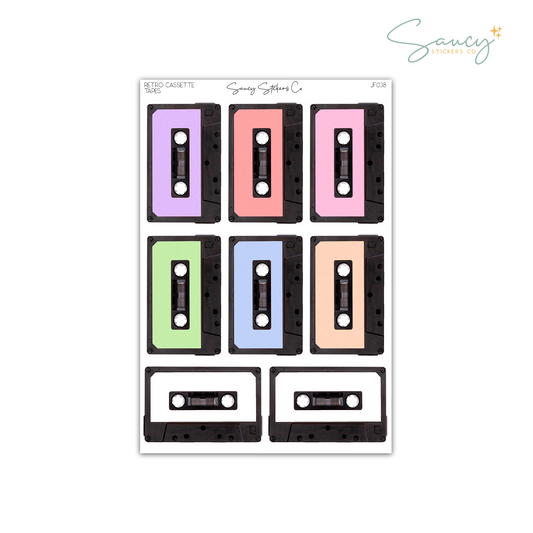 Retro Cassette Tapes • Journaling Stickers