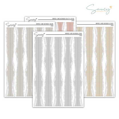 Ripped Grid Border | Journaling Stickers