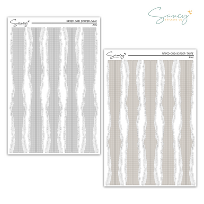 Ripped Grid Border | Journaling Stickers