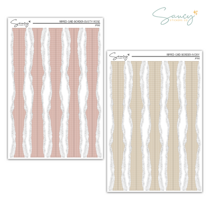 Ripped Grid Border | Journaling Stickers