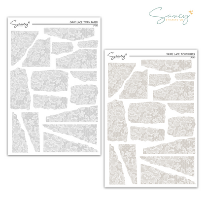 Lace Torn Paper Neutrals | Journaling Stickers