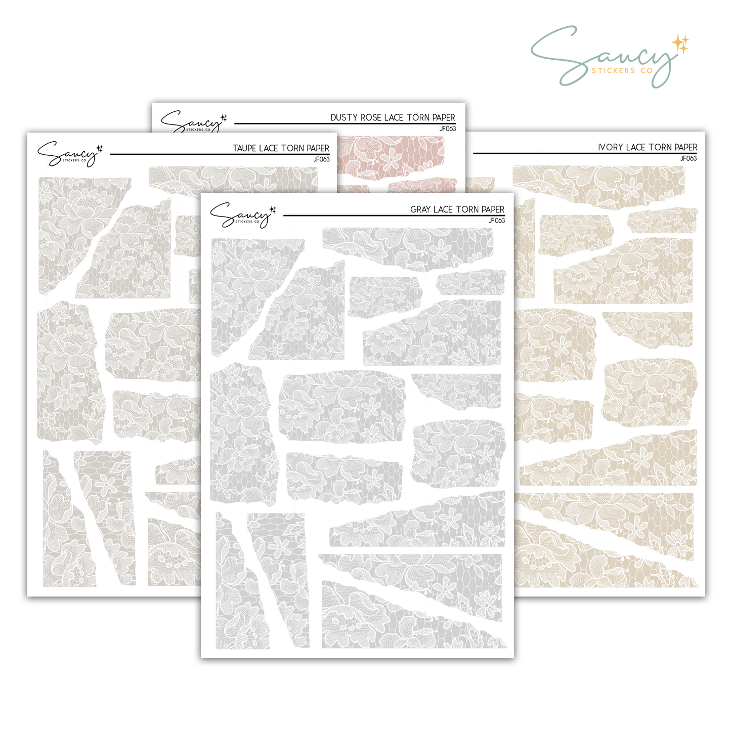 Lace Torn Paper Neutrals | Journaling Stickers
