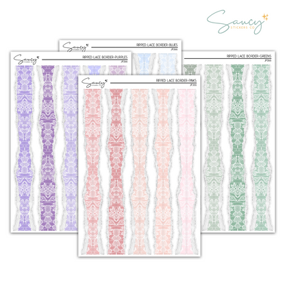 Ripped Lace Border Samplers | Journaling Stickers