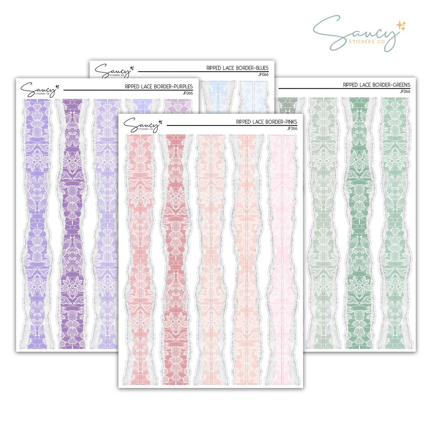 Ripped Lace Border Samplers | Journaling Stickers