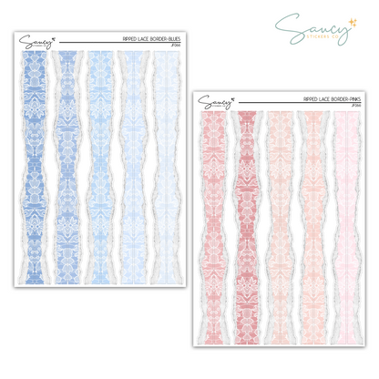 Ripped Lace Border Samplers | Journaling Stickers