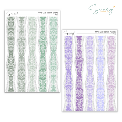 Ripped Lace Border Samplers | Journaling Stickers