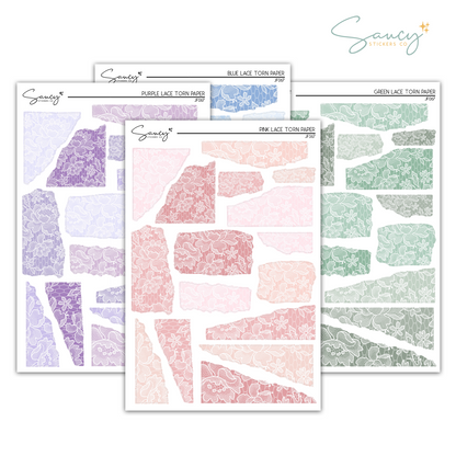 Lace Torn Paper Samplers | Journaling Stickers