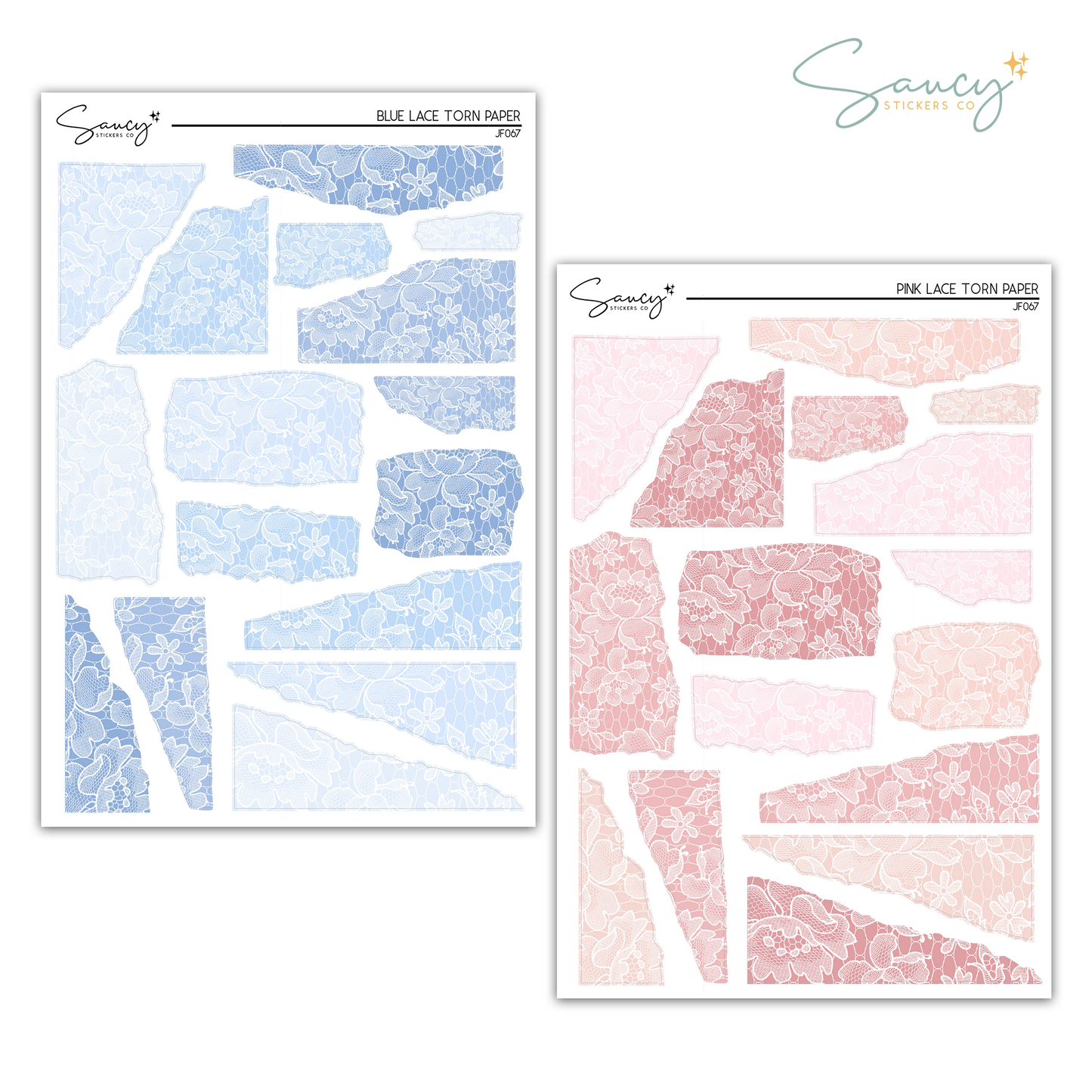 Lace Torn Paper Samplers | Journaling Stickers