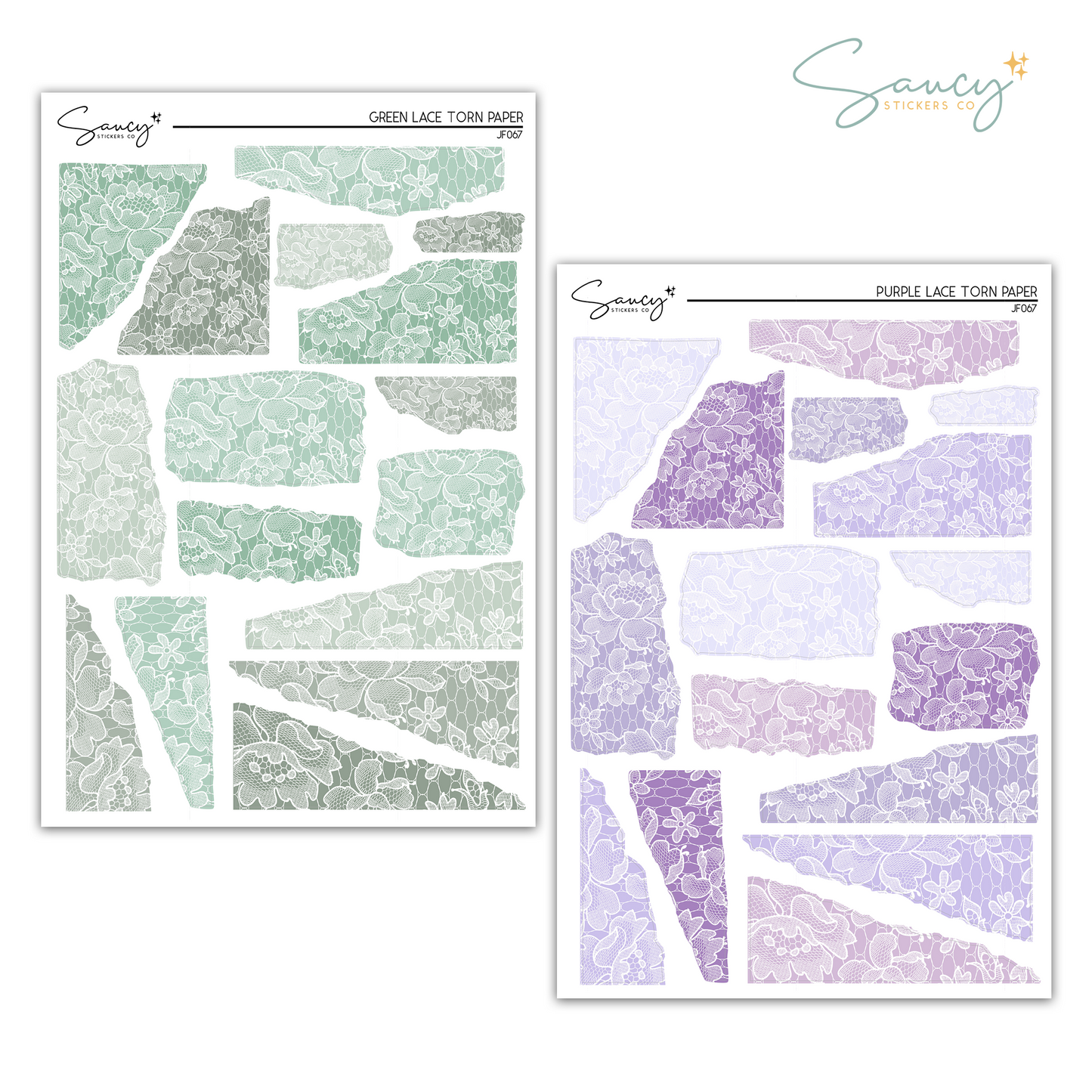 Lace Torn Paper Samplers | Journaling Stickers