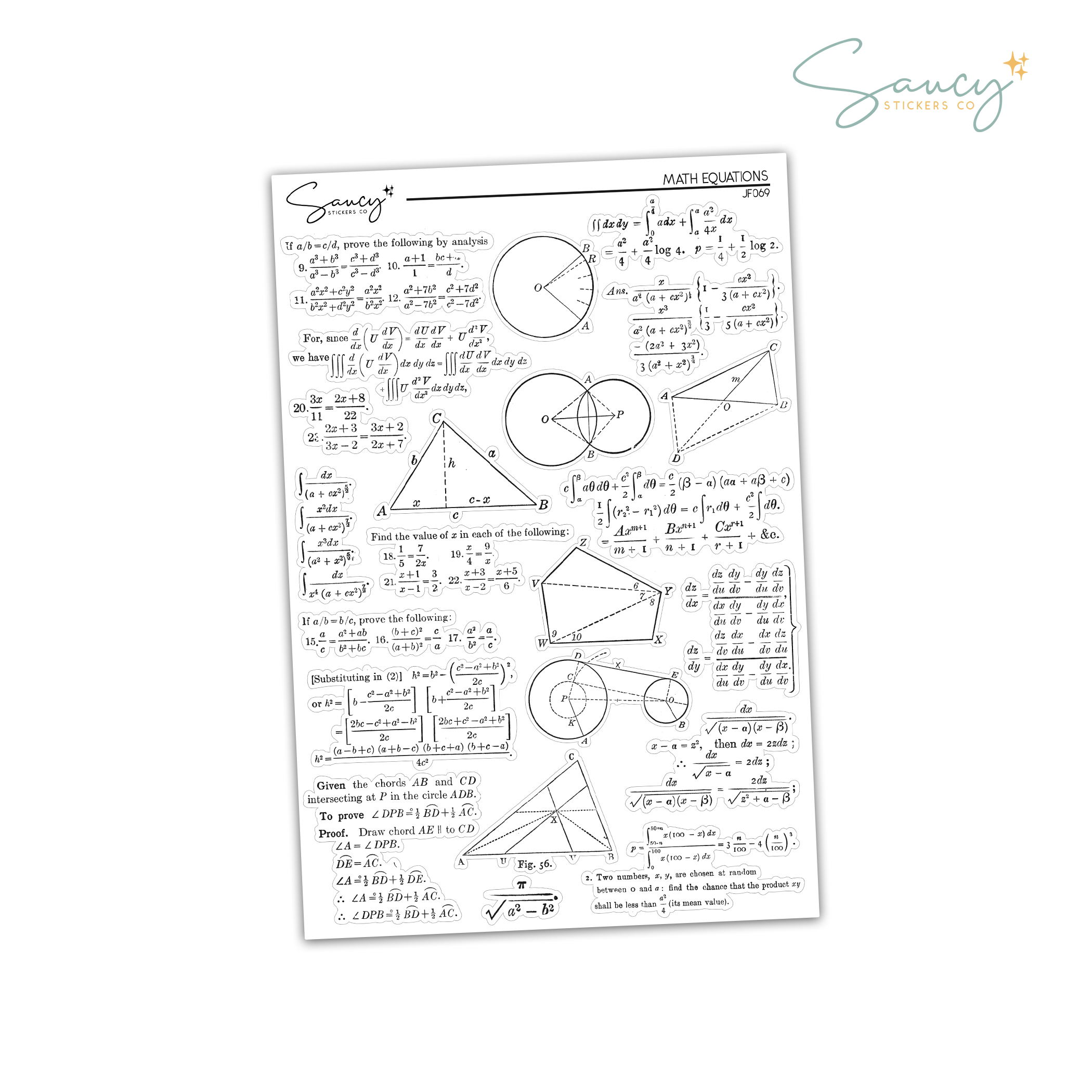 Geometry Formulas Stickers Math Equations | Journaling Stickers – Saucy Stickers Co