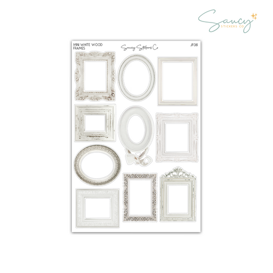 Mini White Wood Frames • Journaling Stickers