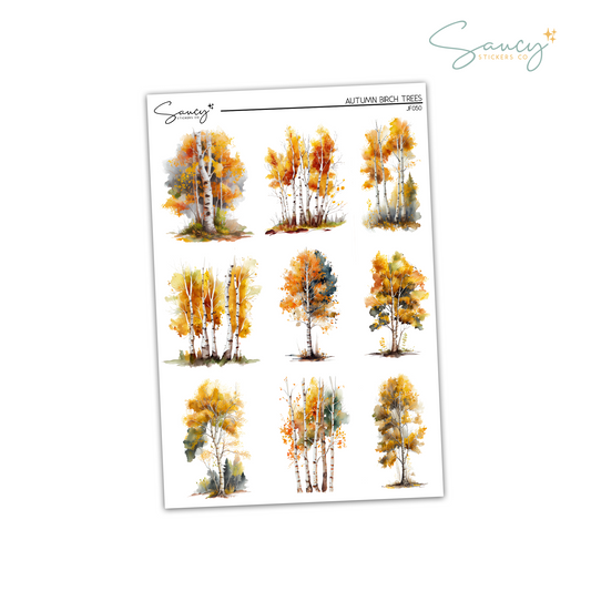 Autumn Birch Trees | Journaling Stickers