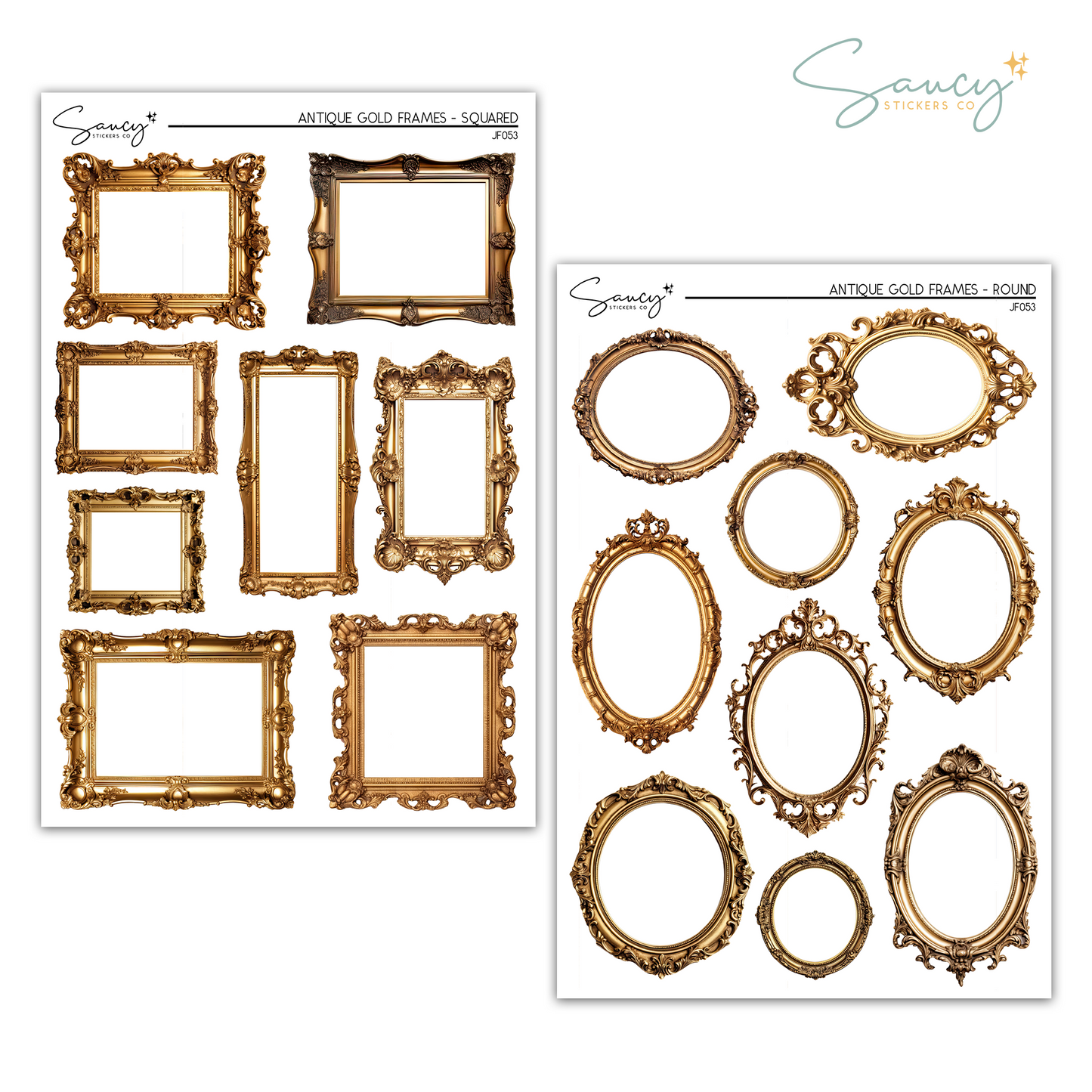 Gold Antique Frames | Journaling Stickers
