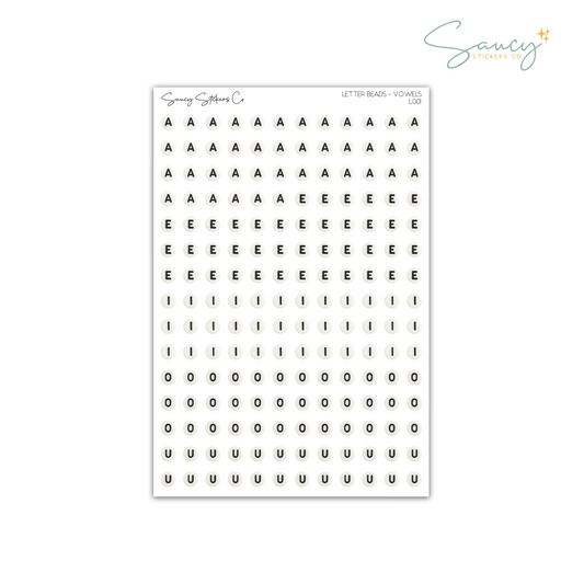 Letter Beads Vowels • Journaling Stickers