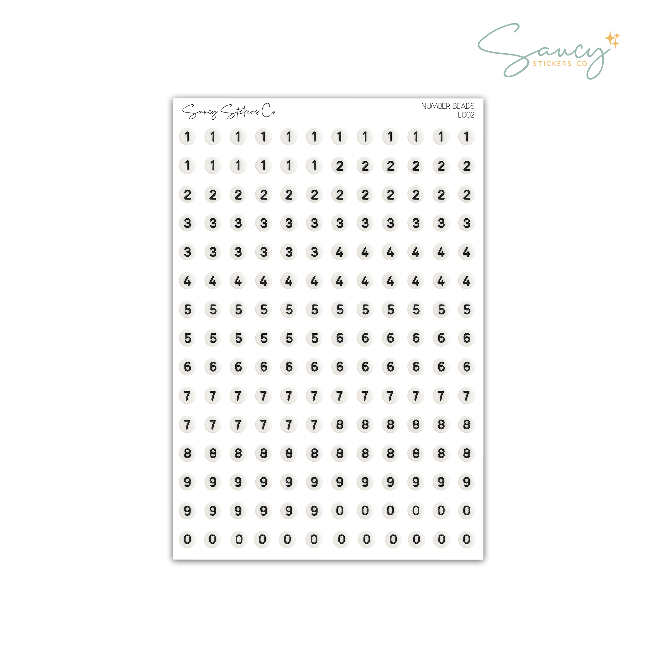 Number Beads • Journaling Stickers – Saucy Stickers Co
