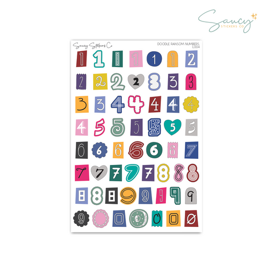 Doodle Ransom Numbers • Journaling Stickers