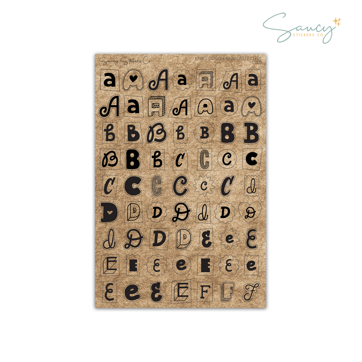 Kraft Doodle Ransom Letters • Journaling Stickers