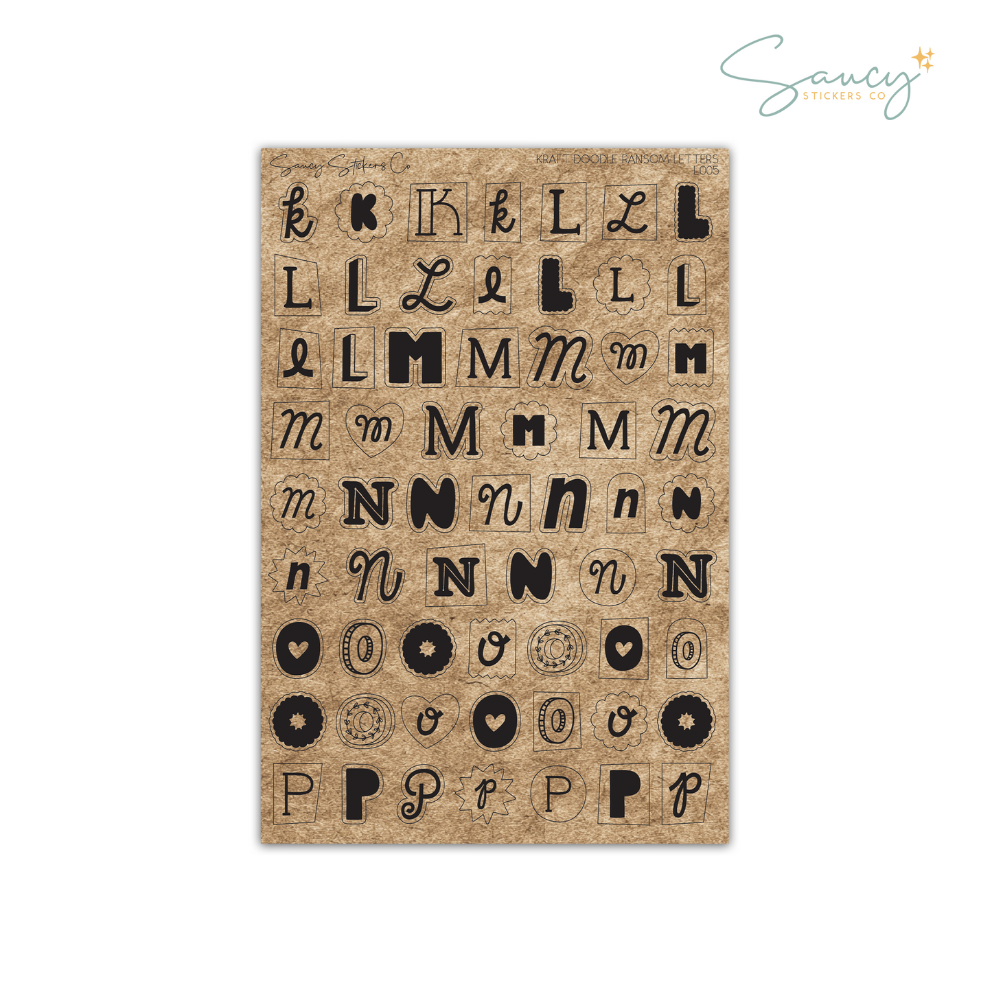 Kraft Doodle Ransom Letters • Journaling Stickers