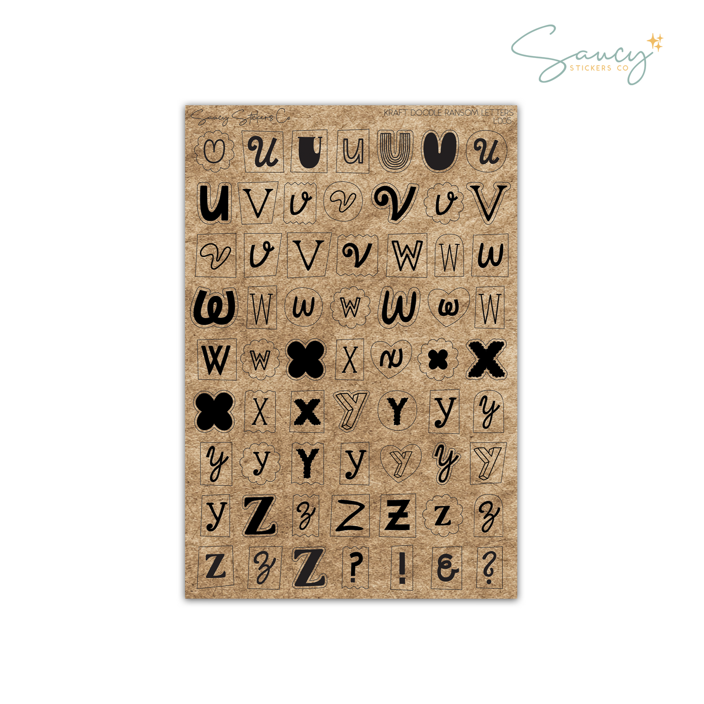 Kraft Doodle Ransom Letters • Journaling Stickers