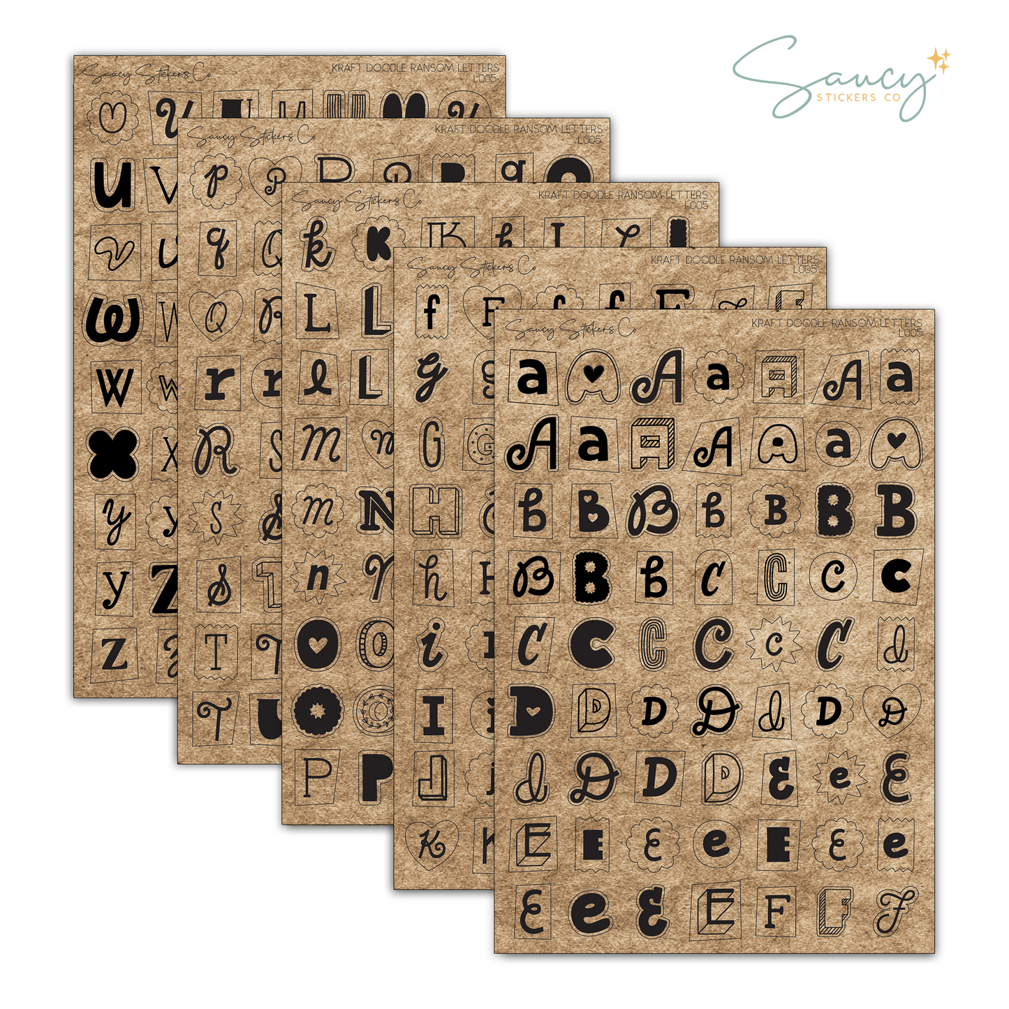 Kraft Doodle Ransom Letters • Journaling Stickers