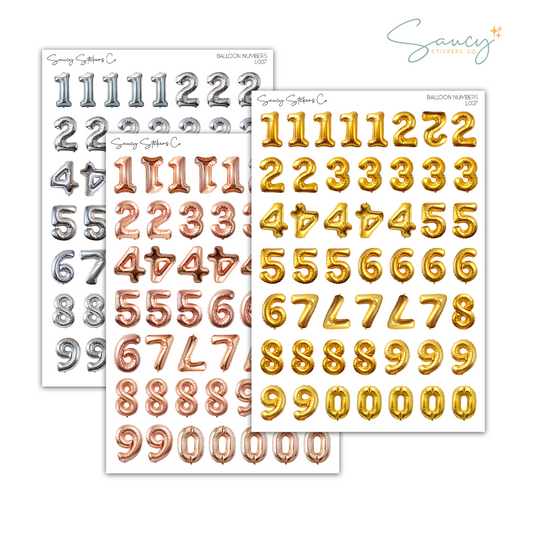 Balloon Numbers • Journaling Stickers