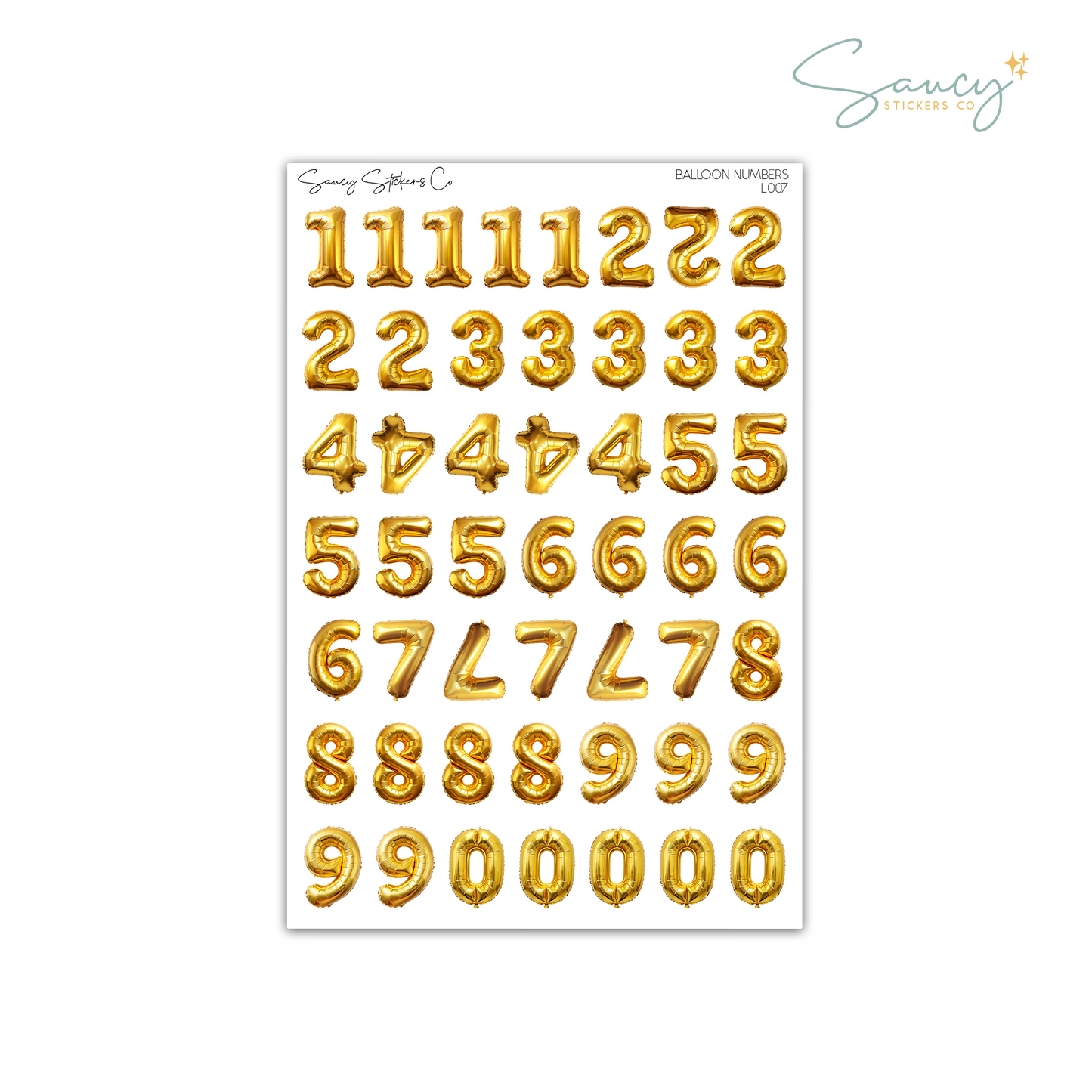 Balloon Numbers • Journaling Stickers