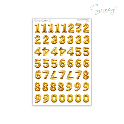 Balloon Numbers • Journaling Stickers